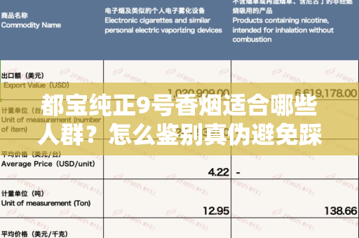 都宝纯正9号香烟适合哪些人群？怎么鉴别真伪避免踩坑？